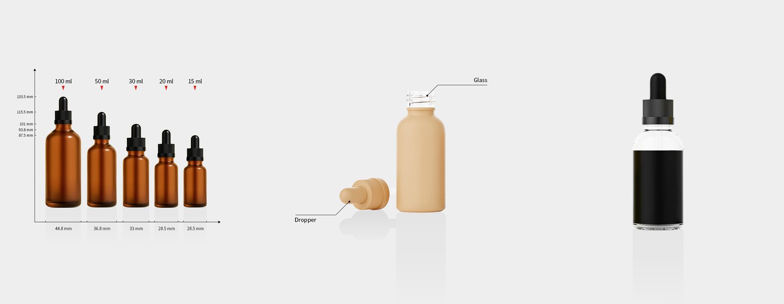 amber glass bottles frosted dropper bottle